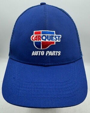 CARQUEST Auto Parts Mens Blue Hat Embroidered Logo Trucker Mesh Snapback